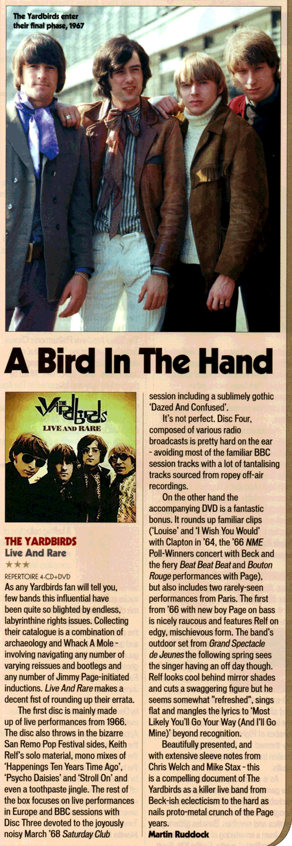Shindig Magazine Reviews The Yardbirds - Live and Rare